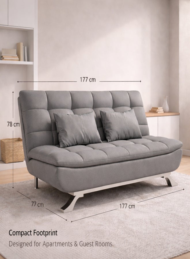 Harmony Home Premium Leather Sofa  Bed – Convertible Sleeper Couch with 2 Plush Cushions, Space-Saving Modern Design & Sturdy Metal Legs, Multi-Functional for Living Room & Guest Space - Grey - Image 5